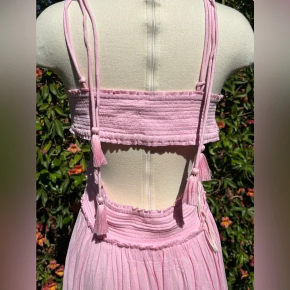 Free people santa maria maxi bohemian dress in pink size large - Picture 5 of 11